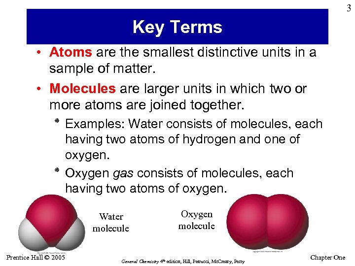 3 Key Terms • Atoms are the smallest distinctive units in a sample of