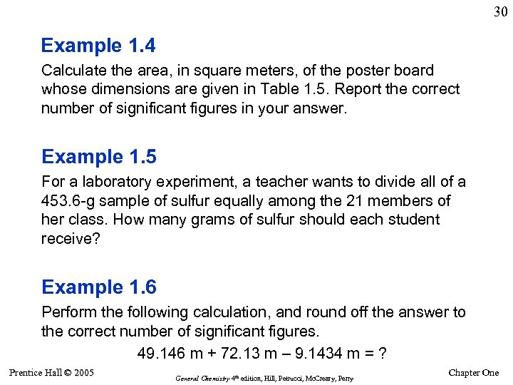 30 Example 1. 4 Calculate the area, in square meters, of the poster board