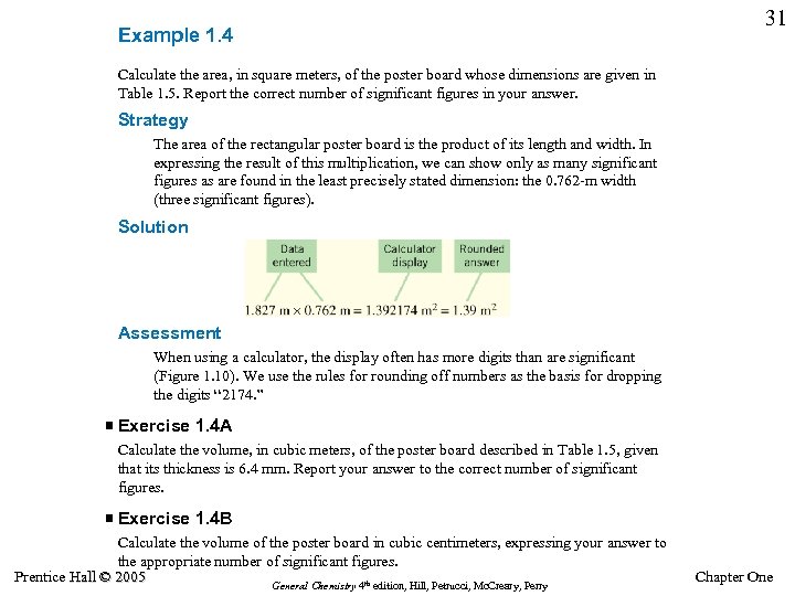 Example 1. 4 31 Calculate the area, in square meters, of the poster board