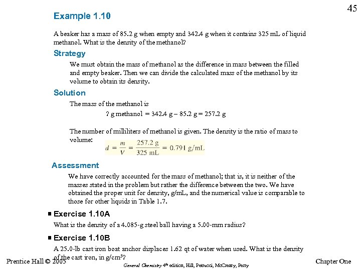 Example 1. 10 45 A beaker has a mass of 85. 2 g when