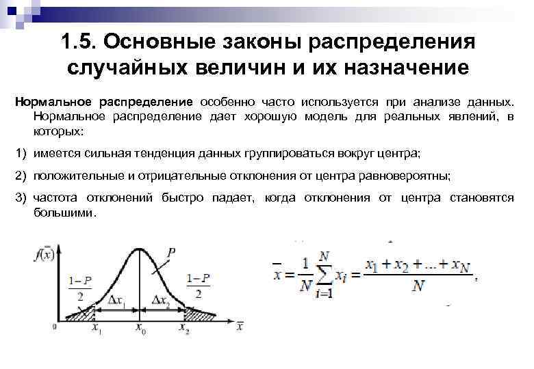 1. 5. Основные законы распределения случайных величин и их назначение Нормальное распределение особенно часто