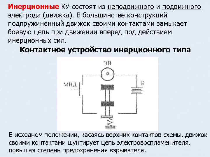 Инерционные КУ состоят из неподвижного и подвижного Инерционные электрода (движка). В большинстве конструкций подпружиненный