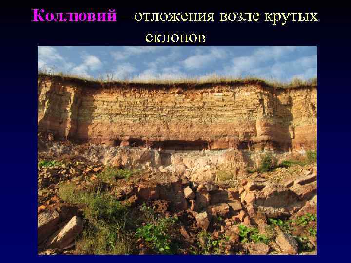 Коллювий – отложения возле крутых склонов 