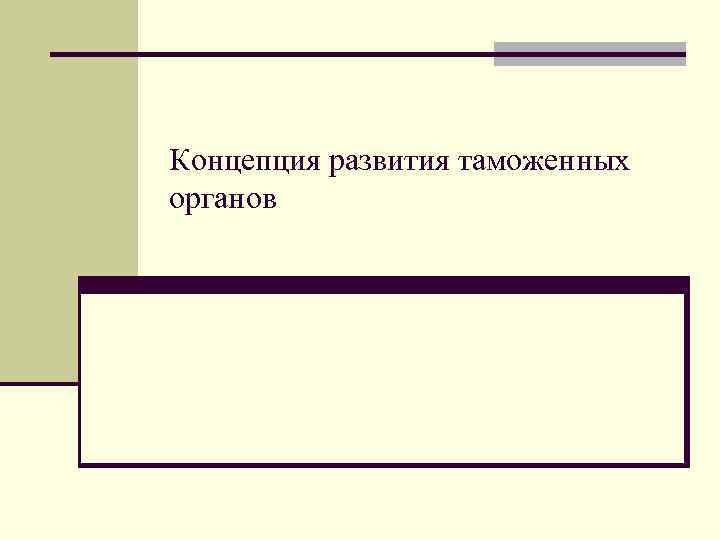 Концепция развития таможенных органов 