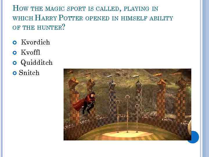 HOW THE MAGIC SPORT IS CALLED, PLAYING IN WHICH HARRY POTTER OPENED IN HIMSELF