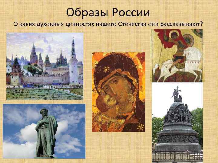 Образы России О каких духовных ценностях нашего Отечества они рассказывают? 