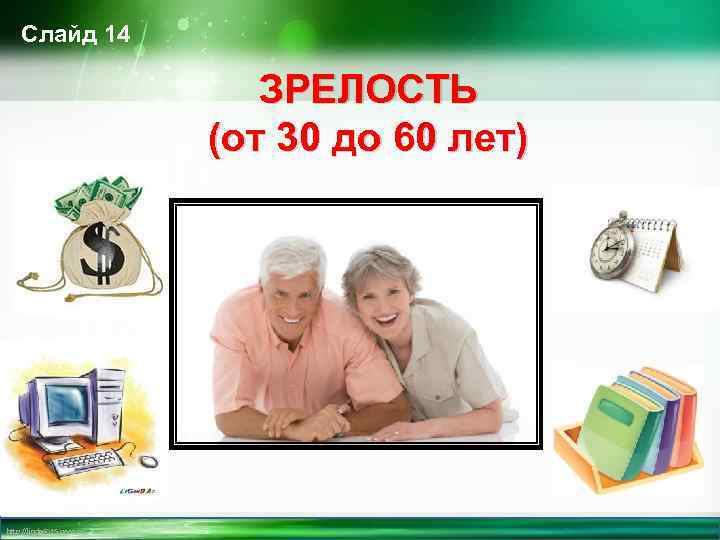 Слайд 14 ЗРЕЛОСТЬ (от 30 до 60 лет) http: //linda 6035. ucoz. ru/ 