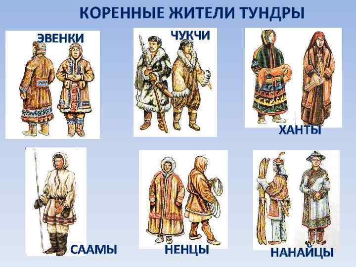 КОРЕННЫЕ ЖИТЕЛИ ТУНДРЫ ЭВЕНКИ ЧУКЧИ ХАНТЫ СААМЫ НЕНЦЫ НАНАЙЦЫ 