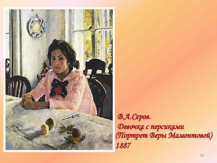 В. А. Серов. Девочка с персиками (Портрет Веры Мамонтовой) 1887 23 