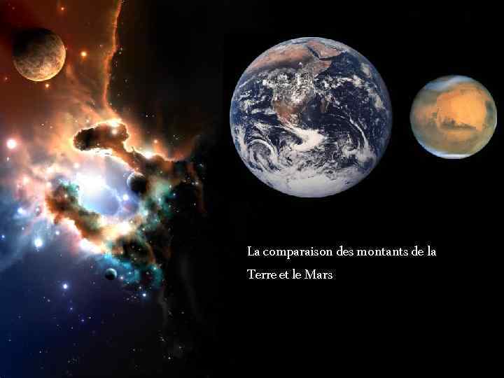 La comparaison des montants de la Terre et le Mars 