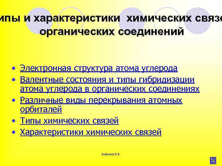 ипы и характеристики химических связе органических соединений • Электронная структура атома углерода • Валентные
