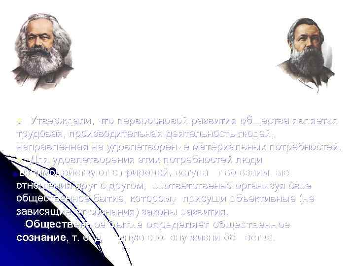 Карл Маркс 1818 – 1883 гг. Фридрих Энгельс 1820 – 1895 гг. Утверждали, что