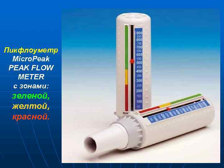 Пикфлоуметр Micro. Peak PEAK FLOW METER с зонами: зеленой, желтой, красной. 