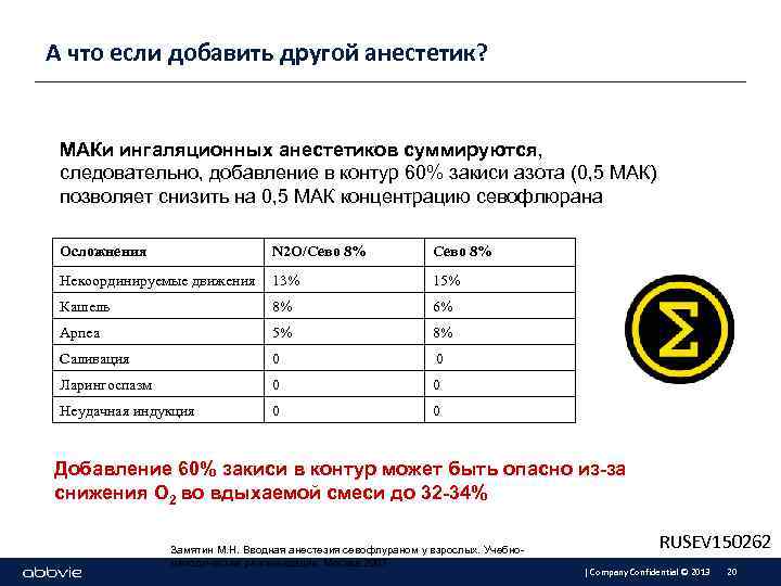 А что если добавить другой анестетик? МАКи ингаляционных анестетиков суммируются, следовательно, добавление в контур