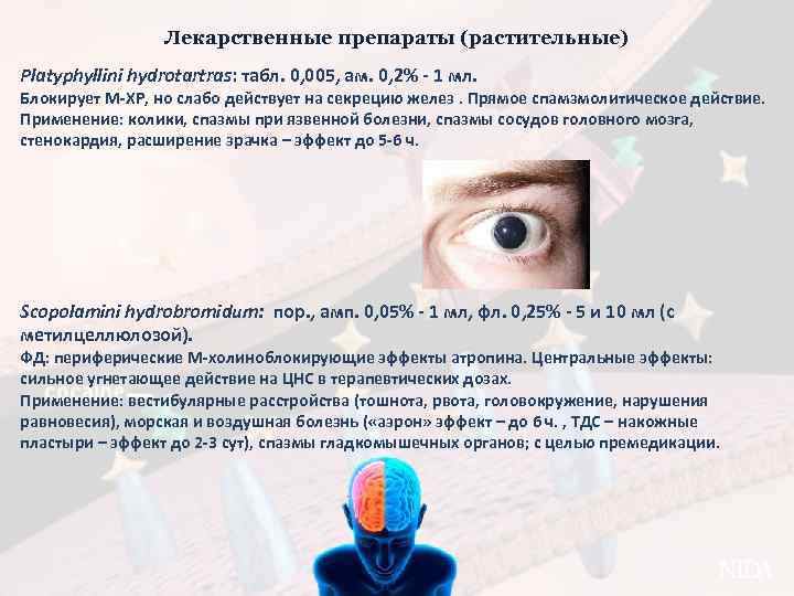 Лекарственные препараты (растительные) Platyphyllini hydrotartras: табл. 0, 005, ам. 0, 2% - 1 мл.