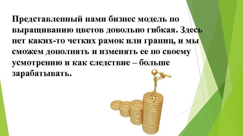 Представленный нами бизнес модель по выращиванию цветов довольно гибкая. Здесь нет каких-то четких рамок