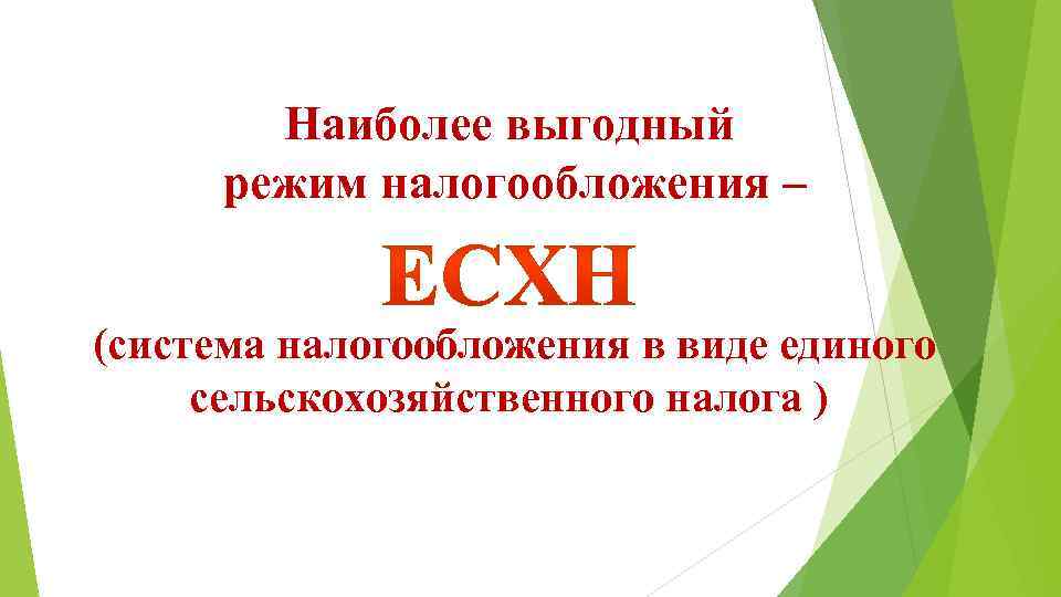 Наиболее выгодный режим налогообложения – (система налогообложения в виде единого сельскохозяйственного налога ) 