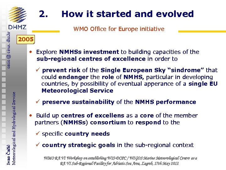Ivan Čačić Meteorological and Hydrological Service cacic @ cirus. dhz. hr 2. How it