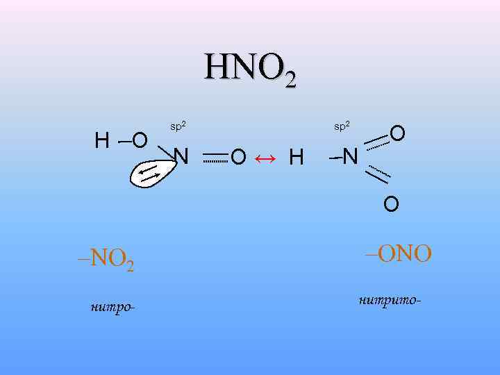 HNO 2 H O sp 2 N sp 2 O ↔ H N O