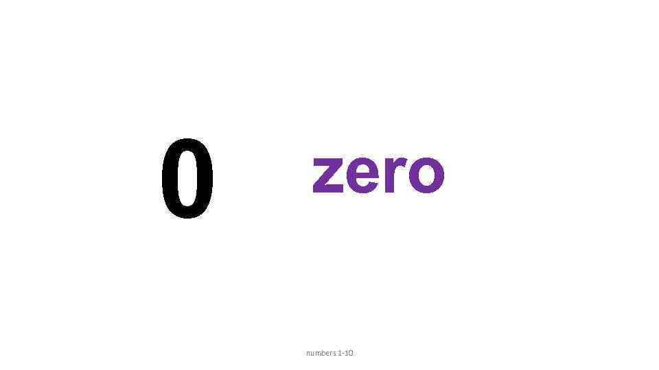 0 zero numbers 1 -10 