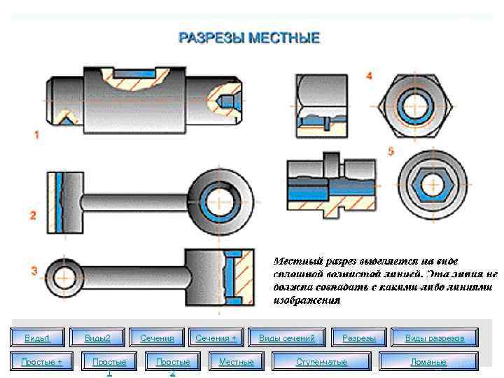 Виды1 Простые + Виды2 Простые 1 Сечения Простые 2 Сечения + Местные Виды сечений