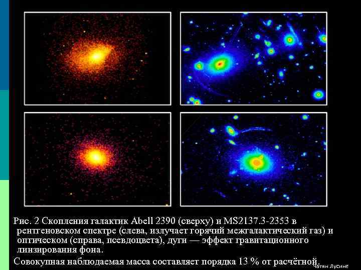 Рис. 2 Скопления галактик Abell 2390 (сверху) и MS 2137. 3 -2353 в рентгеновском