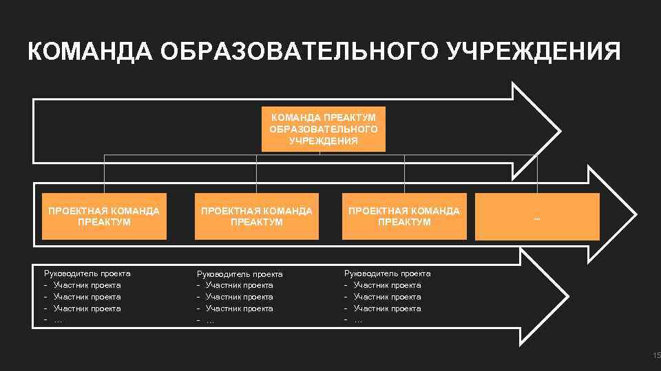 КОМАНДА ОБРАЗОВАТЕЛЬНОГО УЧРЕЖДЕНИЯ КОМАНДА ПРЕАКТУМ ОБРАЗОВАТЕЛЬНОГО УЧРЕЖДЕНИЯ ПРОЕКТНАЯ КОМАНДА ПРЕАКТУМ Руководитель проекта - Участник