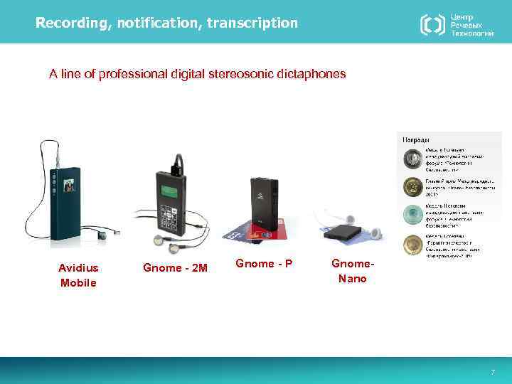 Recording, notification, transcription A line of professional digital stereosonic dictaphones Avidius Mobile Gnome -