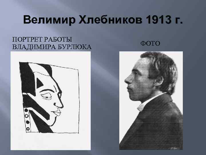 Велимир Хлебников 1913 г. ПОРТРЕТ РАБОТЫ ВЛАДИМИРА БУРЛЮКА ФОТО 