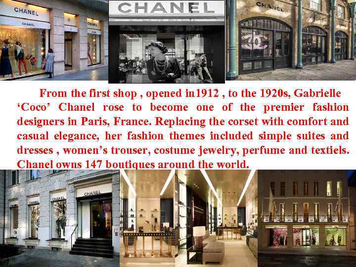 From the first shop , opened in 1912 , to the 1920 s, Gabrielle