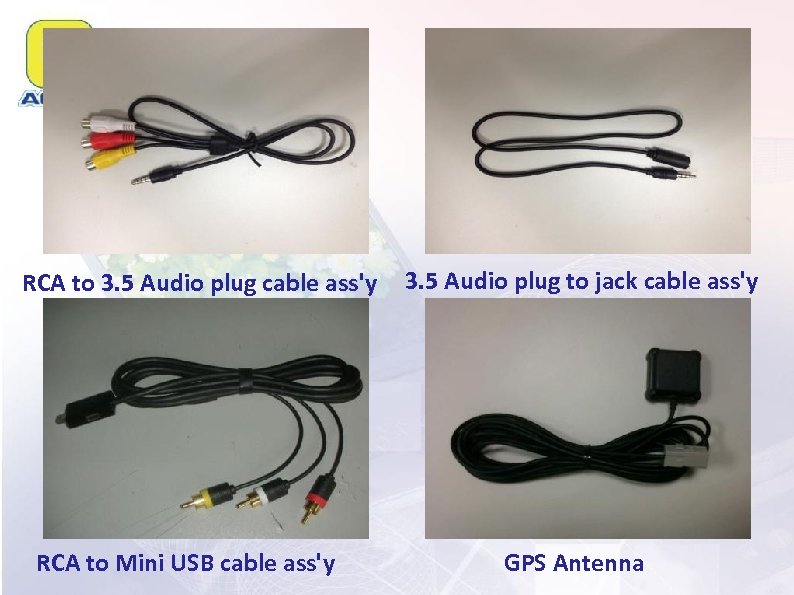 RCA to 3. 5 Audio plug cable ass'y RCA to Mini USB cable ass'y
