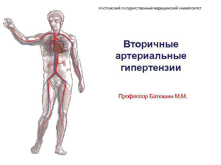 РОСТОВСКИЙ ГОСУДАРСТВЕННЫЙ МЕДИЦИНСКИЙ УНИВЕРСИТЕТ Вторичные артериальные гипертензии Профессор Батюшин М. М. 
