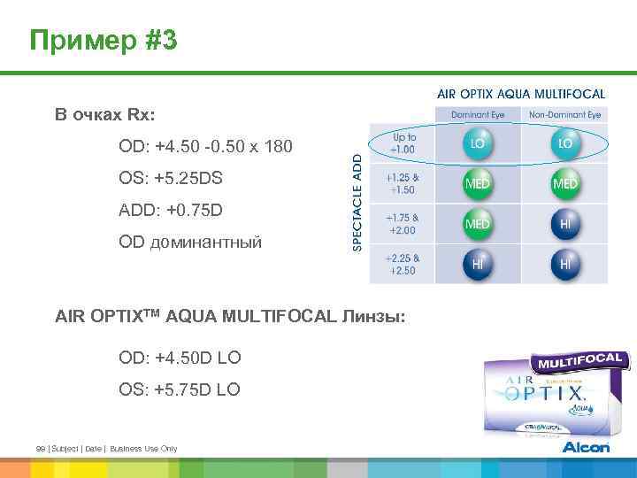 Пример #3 В очках Rx: OD: +4. 50 -0. 50 x 180 OS: +5.