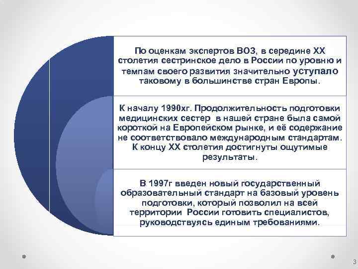 По оценкам экспертов ВОЗ, в середине ХХ столетия сестринское дело в России по уровню