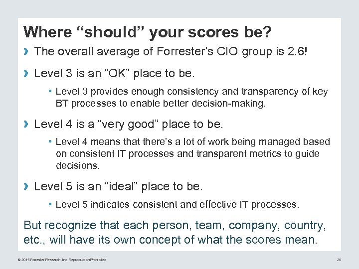 Where “should” your scores be? › The overall average of Forrester’s CIO group is