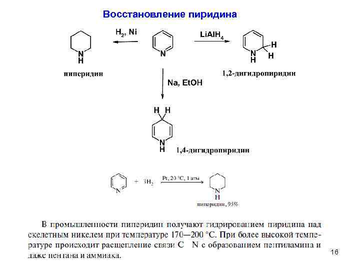 Восстановление пиридина 16 