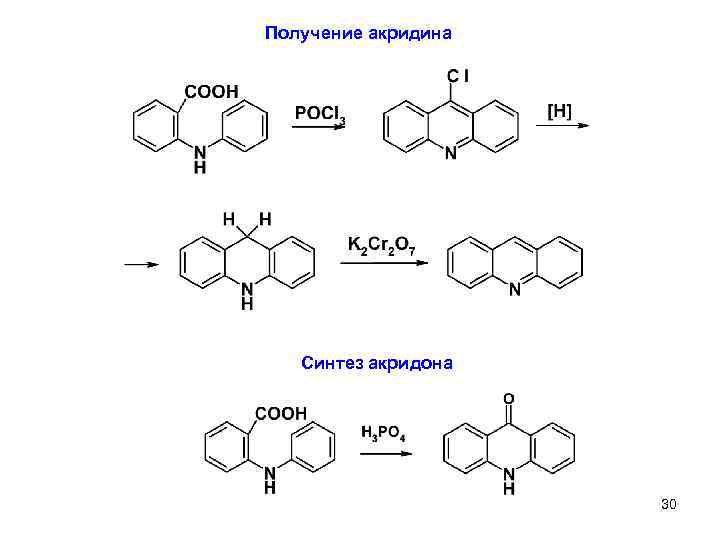Получение акридина Синтез акридона 30 6 