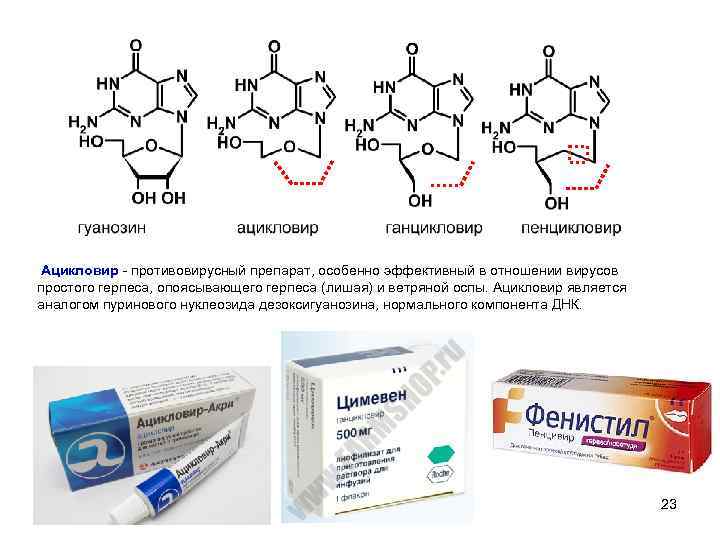  Ацикловир - противовирусный препарат, особенно эффективный в отношении вирусов простого герпеса, опоясывающего герпеса