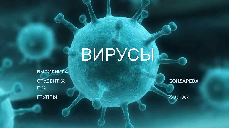 ВИРУСЫ ВЫПОЛНИЛА СТУДЕНТКА П. С. БОНДАРЕВА ГРУППЫ Х-350007 