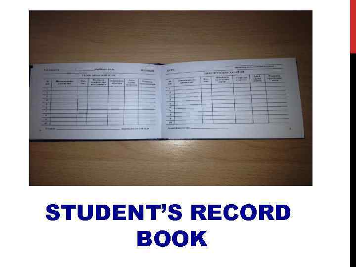 STUDENT’S RECORD BOOK 
