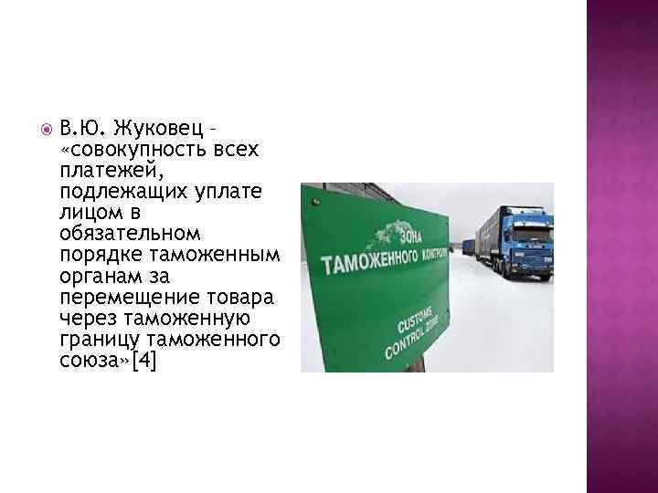  В. Ю. Жуковец – «совокупность всех платежей, подлежащих уплате лицом в обязательном порядке