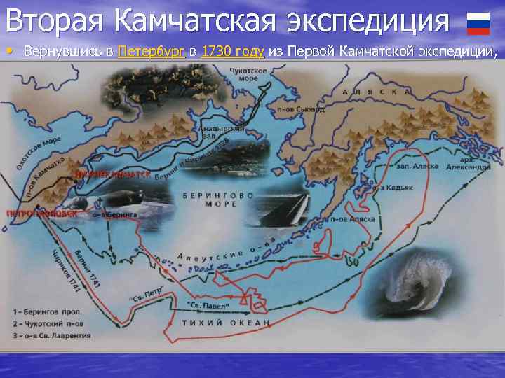 Вторая Камчатская экспедиция • Вернувшись в Петербург в 1730 году из Первой Камчатской экспедиции,