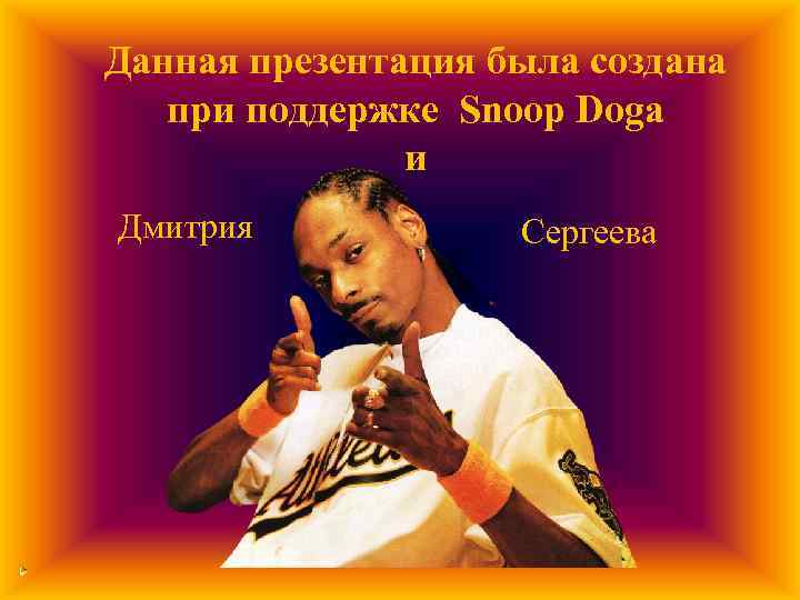 Данная презентация была создана при поддержке Snoop Doga и Дмитрия Сергеева 