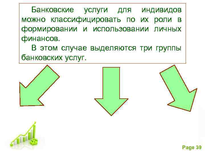 Банковские услуги для индивидов можно классифицировать по их роли в формировании и использовании личных