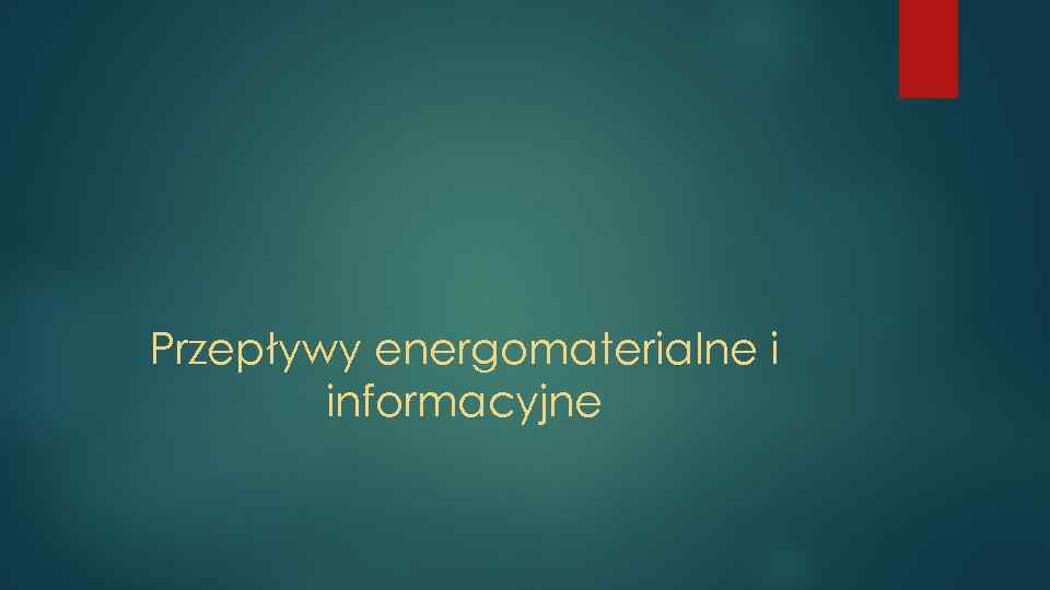 Przepływy energomaterialne i informacyjne 