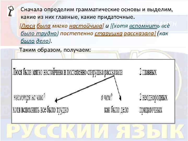  Сначала определим грамматические основы и выделим, какие из них главные, какие придаточные. [Люся