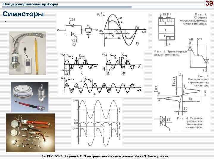 Полупроводниковые приборы Симисторы - Алт. ГТУ. ВСИБ. Якунин А. Г. Электротехника и электроника. Часть