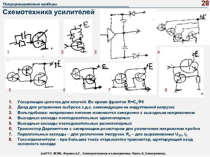 Полупроводниковые приборы Схемотехника усилителей 1 2 3 4 5 6 7 8 1. 2.