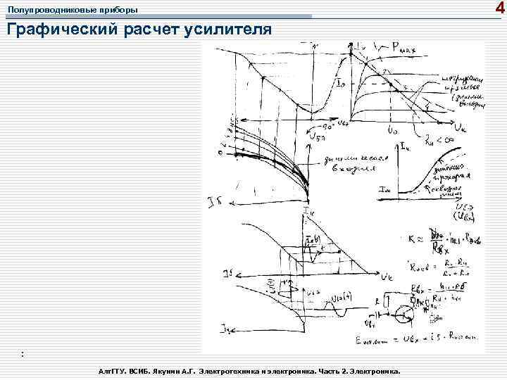 Полупроводниковые приборы Графический расчет усилителя : Алт. ГТУ. ВСИБ. Якунин А. Г. Электротехника и