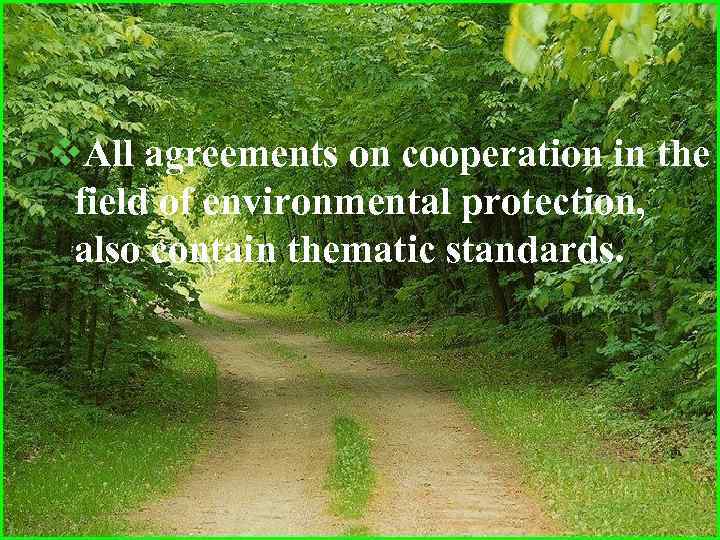 v. All agreements on cooperation in the field of environmental protection, also contain thematic